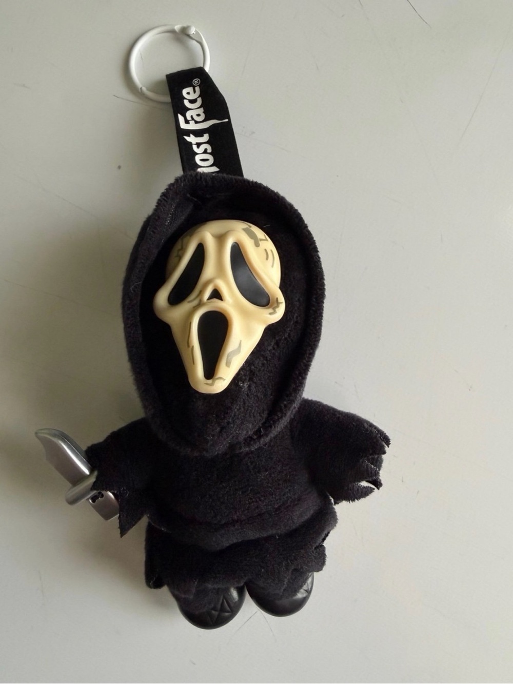 Ghost Face Plush Keychain Kids Costume Accessory - Black with Ivory Mask